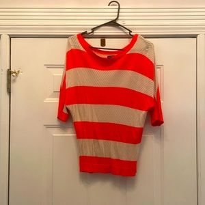 Gently worn Express orange and cream blouse